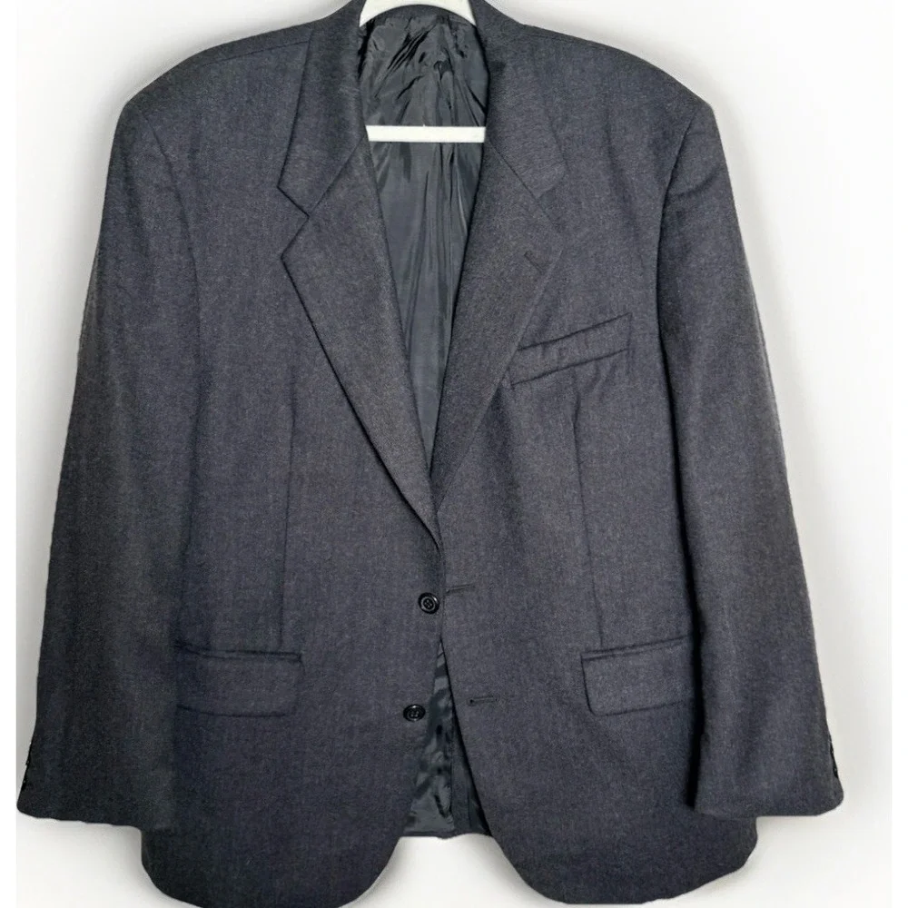 Alexandre London Blazer Mens Jacket 44R Dark Gray Herringbone Wool Sports Coat‎